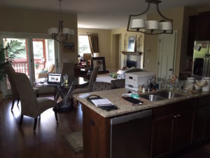 Progress! I can see the table and work here. And I can see the countertops!